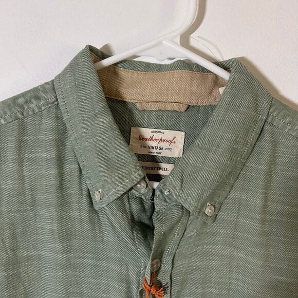Weatherproof Country Twill Green Short Sleeve Button Down Shirt M Medium New - Picture 2 of 11